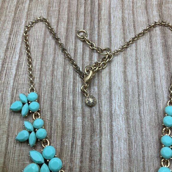 J. Crew Faux Turquoise Crystal Cluster Statement Necklace - Picture 4 of 6
